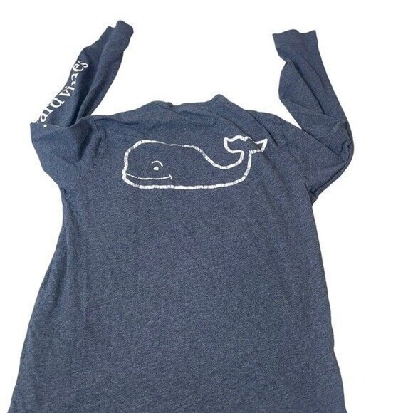 Vineyard Vines dark gray whale graphic long sleeve T-shirt SZ M in EUC - Picture 1 of 9